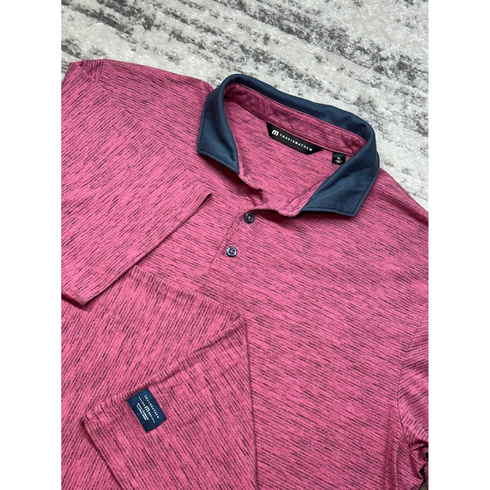 TravisMathew Polo Shirt Mens XL Pink Heathered Short Sleeve Golf Top